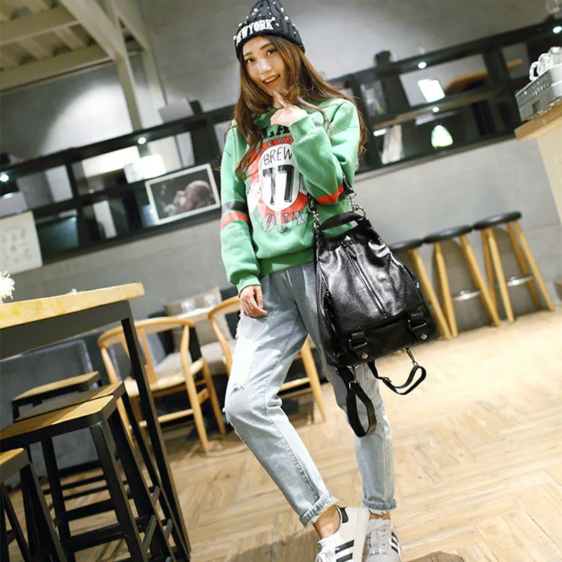 

New Women Backpack Black Leather Backpack For Teenage Girls Casual Daypacks Famous Brand Travel School Bags Female Shoulder Bag