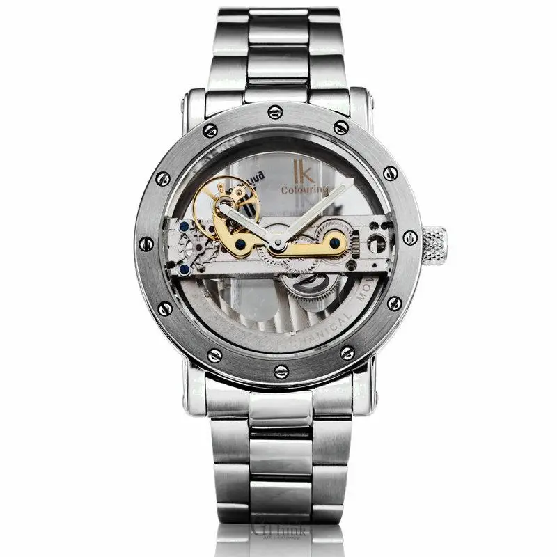 Silver Tourbillon, механические наручные часы, мужские, люксовый бренд, Бизнес Стиль, скелет, автоматические, мужские, заводные, Топ бренд, relojes - Цвет: Silver