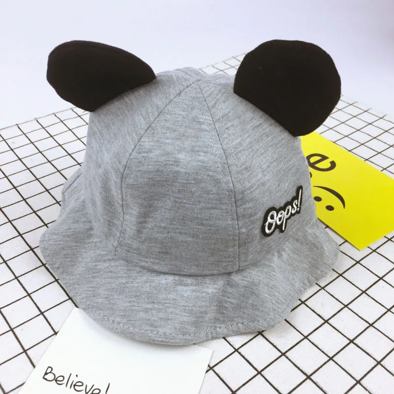 grey bucket 3 Шапки с ушками для девочек и мальчиков, бейсбольная кепка на плоской подошве, крутая Кепка s Endant, Детская кепка с изображением животных, бейсболка на весну и лето, хип-хоп, для малышей - Цвет: grey bucket 3