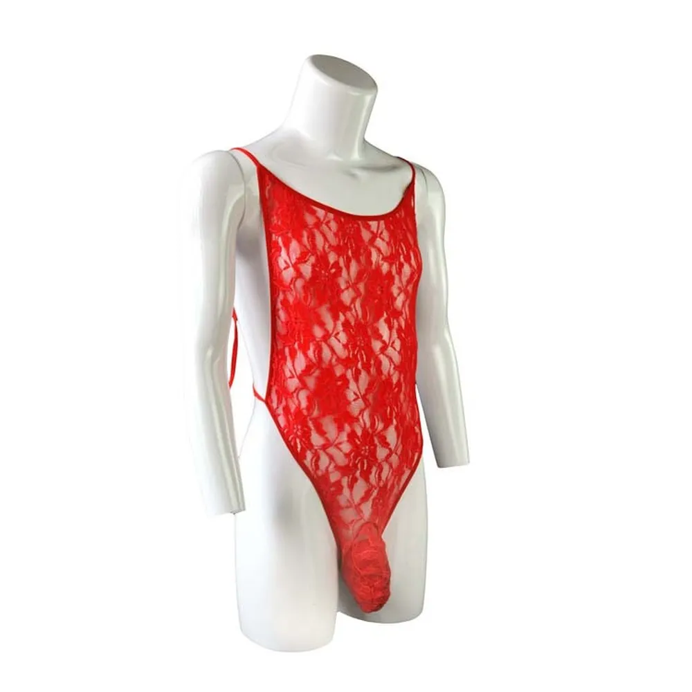 Сексуальное боди для мужчин кружевное нижнее белье джоки Прозрачное геев кросс