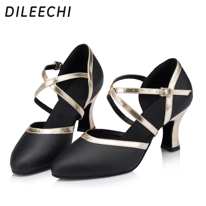 DILEECHI/Современная обувь для латинских танцев женская Обувь бальных черная