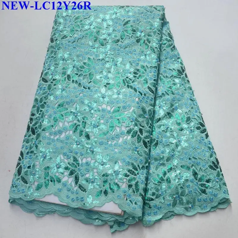 Зеленый африканский тюль кружевная ткань с блестками органза для женщин платье