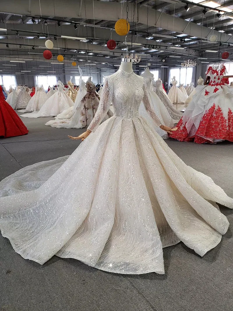 WONDMOND vestido de noiva высокое бальное платье с круглым вырезом Роскошные свадебные