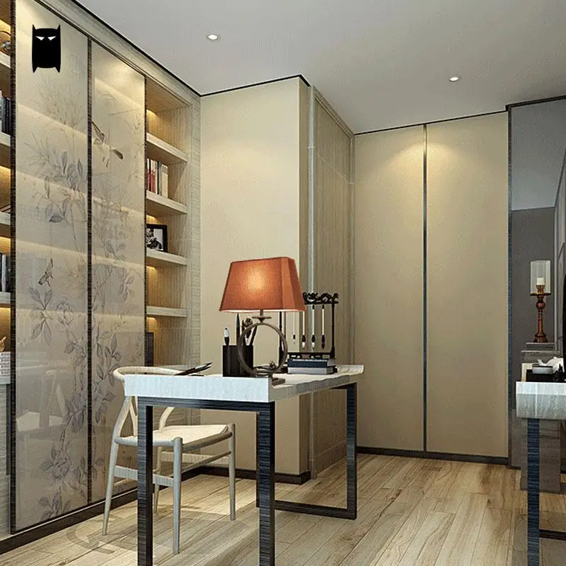 Медная черная птица латунная тканевая абажур настольная лампа роскошный