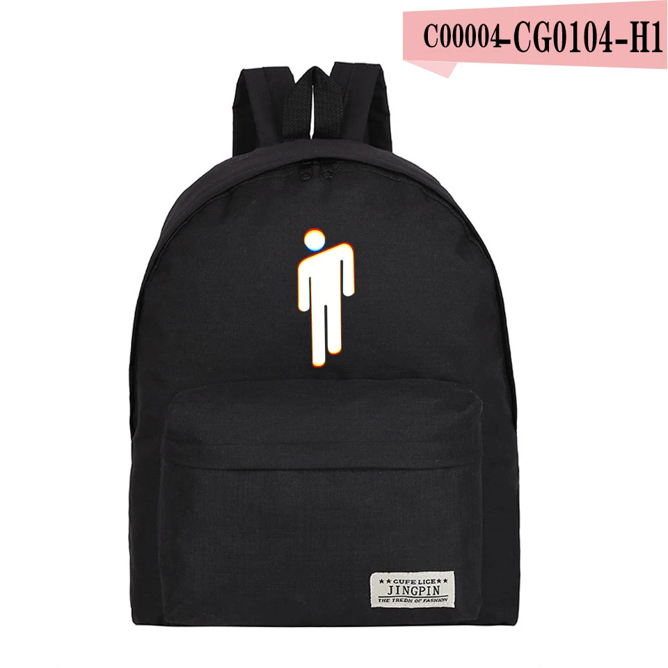Певица Билли эйлиш забавная сумка рюкзак harajuku Kpop mochila хип-хоп подростковые школьные крутые сумки Billie Eilish Высококачественная сумка - Цвет: Black