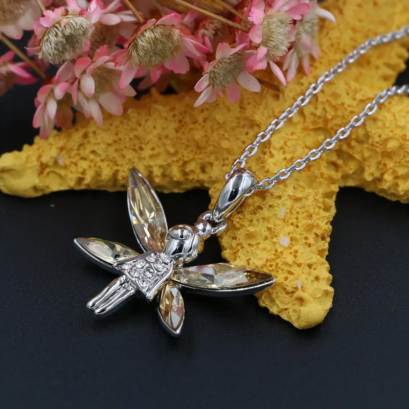 Натуральная австрийского хрусталя Крылья Ангела звено цепи бабочка фея кулон