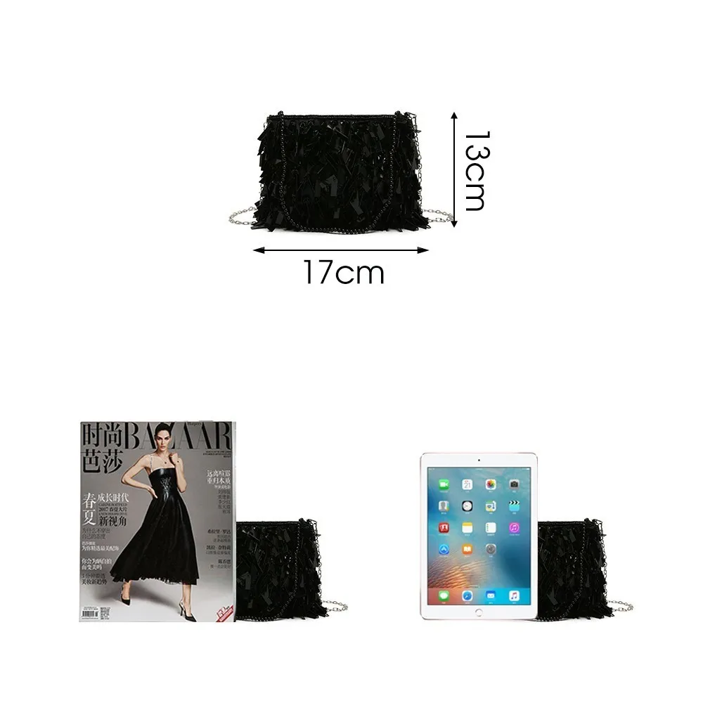 Блестящие женские вечерние сумки TTOU Сумка через плечо с блестками и кисточкой