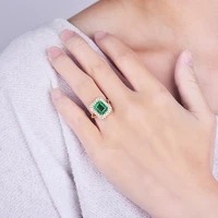 Women Emerald Green Ring 7x9mm Natural Emerald Gemstone Solid 18k Yellow Gold 100 Genuine Diamonds Female Eternity Ring Jewelry