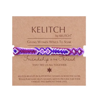 PY01-170002H KELITCH браслеты дружбы с мягкой хлопковой нитью Цвет Бохо браслеты ручной работы из веревки этнический очаровательный браслет на цепочке - Окраска металла: PY01-170002H