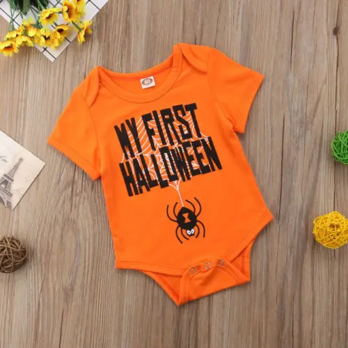 MY FIRST halloen/Одежда для новорожденных мальчиков и девочек Хлопковое боди с