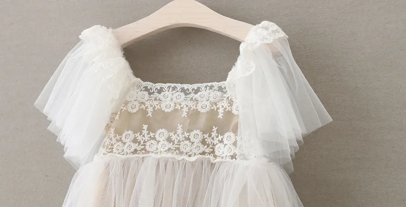 2017 новое летнее кружевное платье для девочек повседневная одежда принцессы с