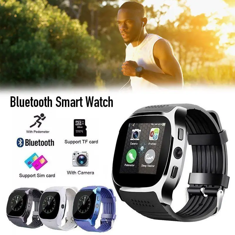 Умные часы T8 с камерой совместимыми Bluetooth шагомер GSM SIM спортивные