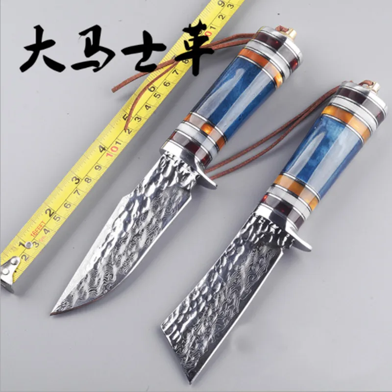 Дамасский клинок ручной работы Стальной Охотничий нож тактика фиксированный прямой нож для выживания на открытом воздухе Спасательные Ножи EDC инструмент