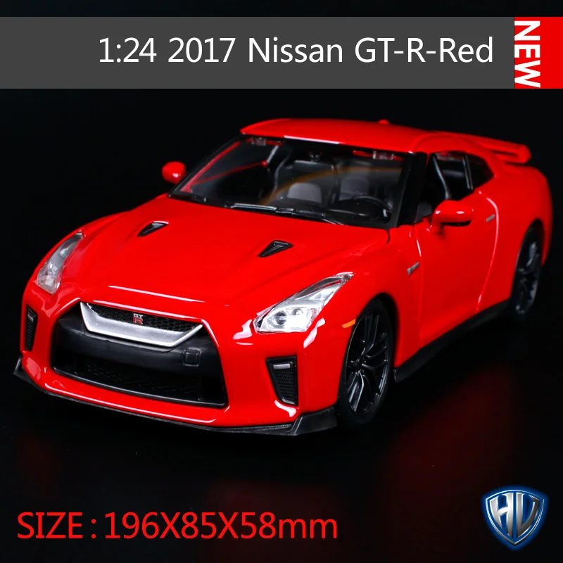Bburago 1:24 2017 Nissan GTR красный белый автомобиль литья под давлением 196*85*58 мм