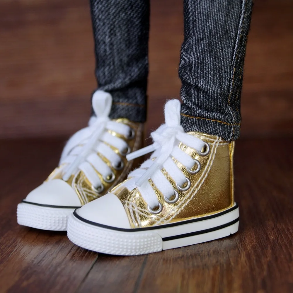 

BJD SHOES Golden Sneakers Canvas Sports Flats For 1/4 17" 44cm 1/3 24" MSD SD DK DZ AOD DD Doll FREE SHIPPING