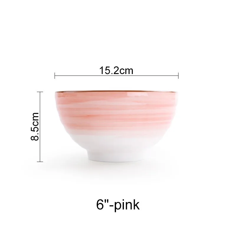 6 inch pink bowl Керамическая миска для супа, посуда, круглые фруктовые тарелки, десертное блюдо, поднос для конфет, простая и креативная Салатница Akuhome - Color: 6 inch pink bowl