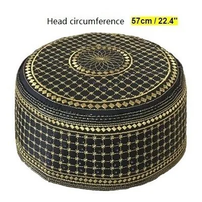 black 57cm Молитвенные шляпы мужские Kippot мусульманские исламские турецкие индийские молитвенные шляпы кепка Kippah Topi Kufi молитва Namaz шапочка Musulman - Цвет: black 57cm