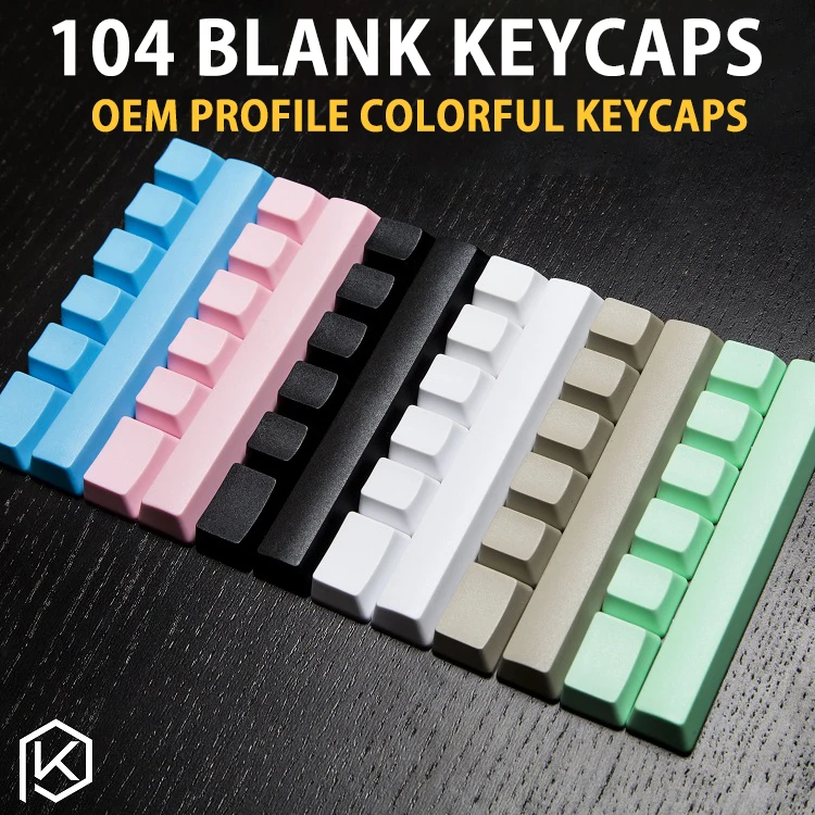 Пустые колпачки ключей PBT 104 в профиле OEM с стеблями Cherry MX пластиковые пустые (без