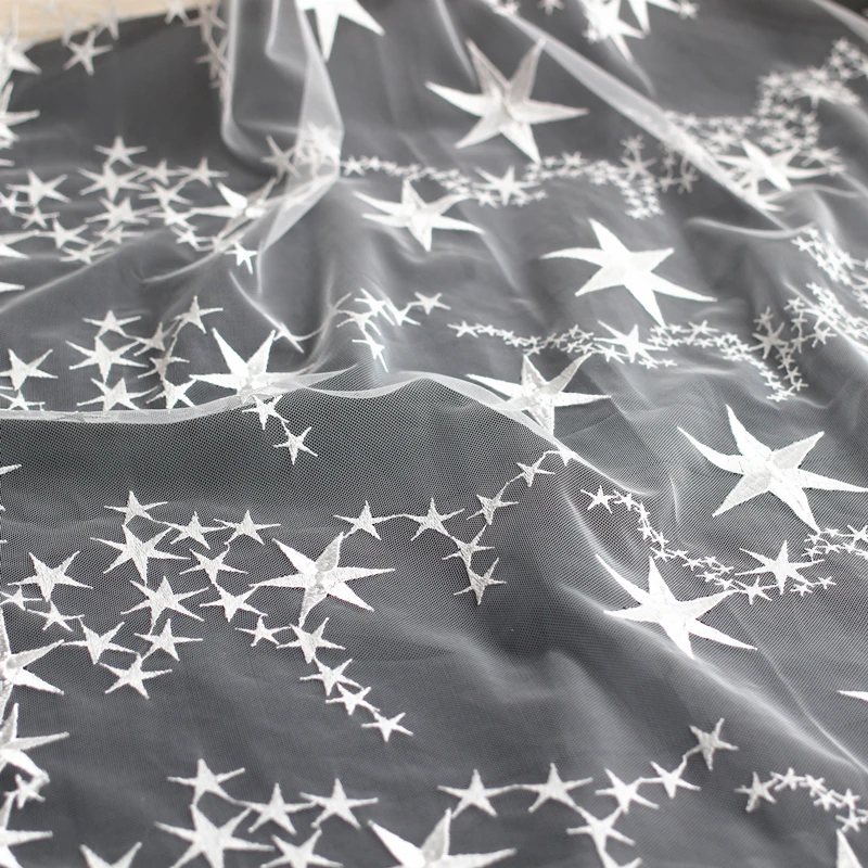 10 ярдов вышитые кружевные ткани звезды цветочные тюлевые красивые свадебные для
