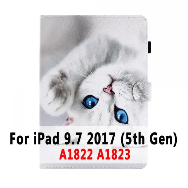 Чехол для iPad 6th поколения 5th Air 1/Air 2/Pro 9,7 10,5 11 Mini 1 2 3 4 7,9 чехол Funda с мультяшным котом Смарт кожаный чехол - Цвет: For iPad 5th case