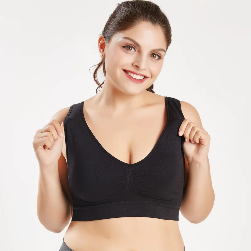 Женский спортивный бюстгальтер большого размера, мягкий, без проволоки, спортивный бюстгальтер, ударопрочный, для фитнеса, йоги, тренировок, спортивный топ, 4XL, 5XL, 6XL