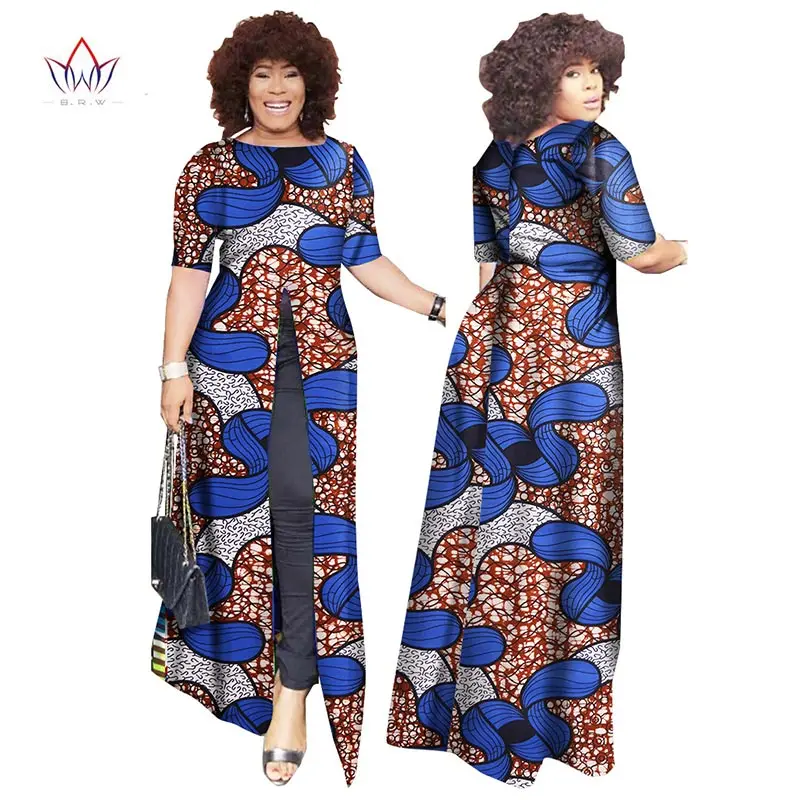 Африканский dashiki африканских платья повседневные Прямые сплит печати Африканский принт хлопок Одежда Сорочка африканского Femme brw WY852