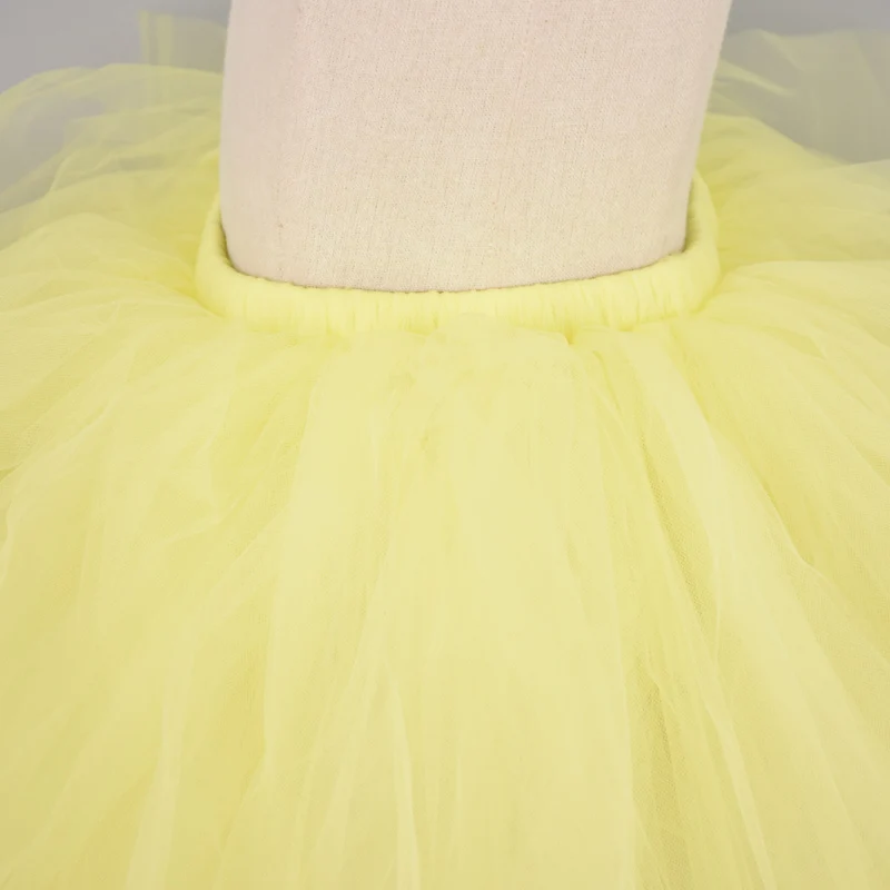 Светло желтая однотонная пышная фатиновая юбка пачка для девочек детский