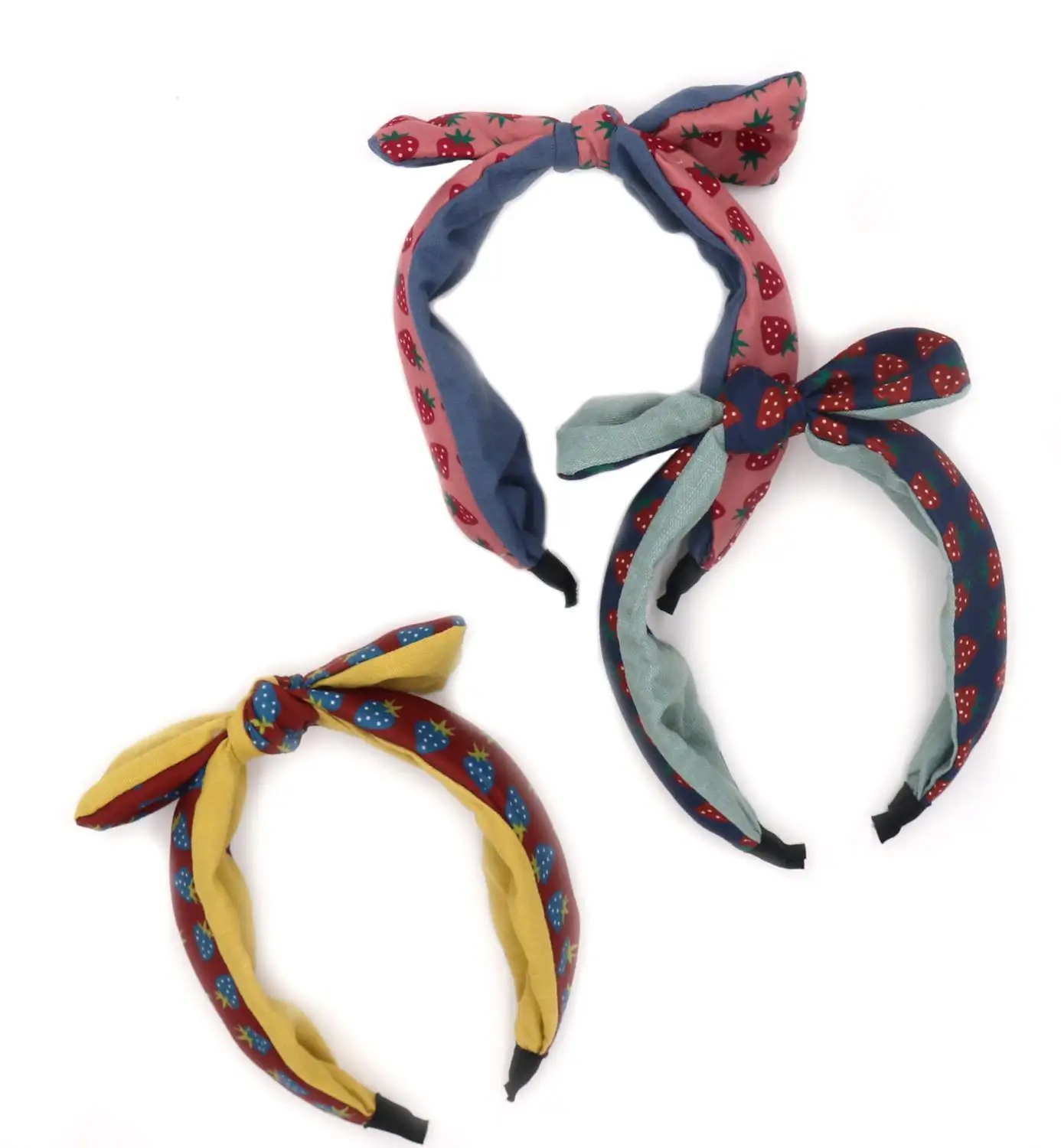 

New fashion rabbit ears big bow children's headband high elastic girl headband cloth printing wide side sweet