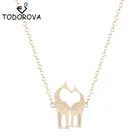 Todorova милый двойной жираф любовь кулон ожерелья для женщин влюбленных романтические украшения подарки на день победы