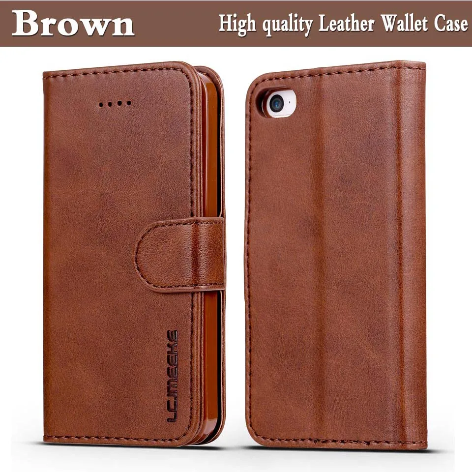 Brown Для Funda iPhone 5S чехол Роскошный кошелек чехол iPhone 5 кошелек кожаный флип-чехол для Coque iPhone 5 чехол iPhone 5 5S SE чехол - Цвет: Brown