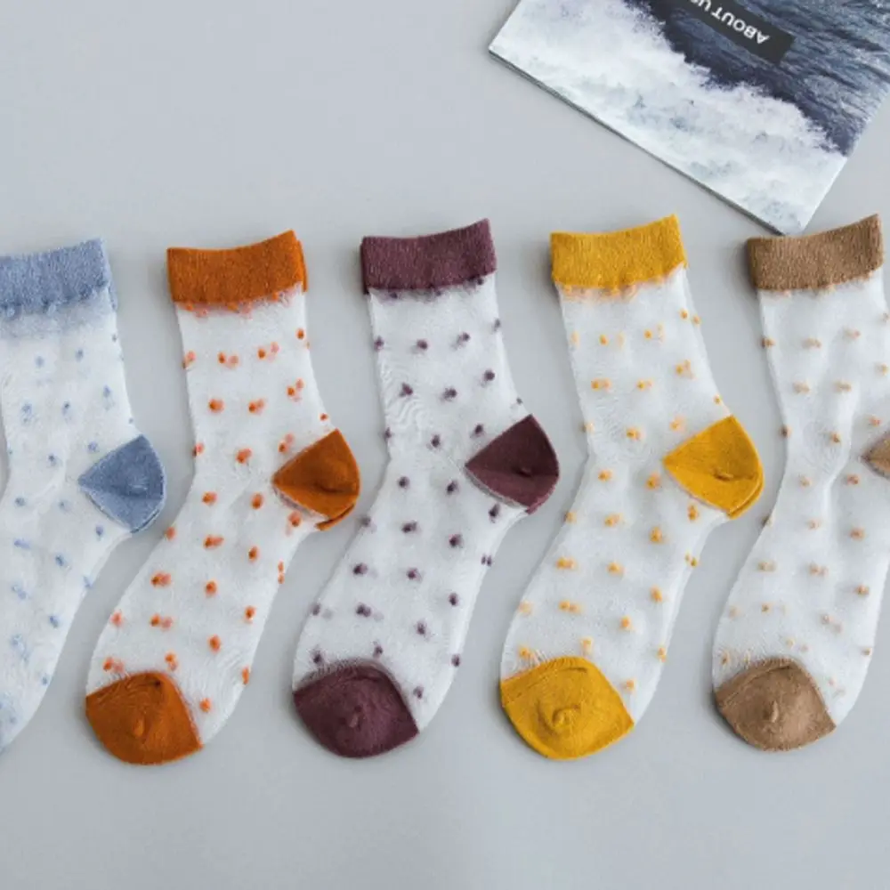 Носки женские летние яркие дышащие ультратонкие в горошек | Женская одежда