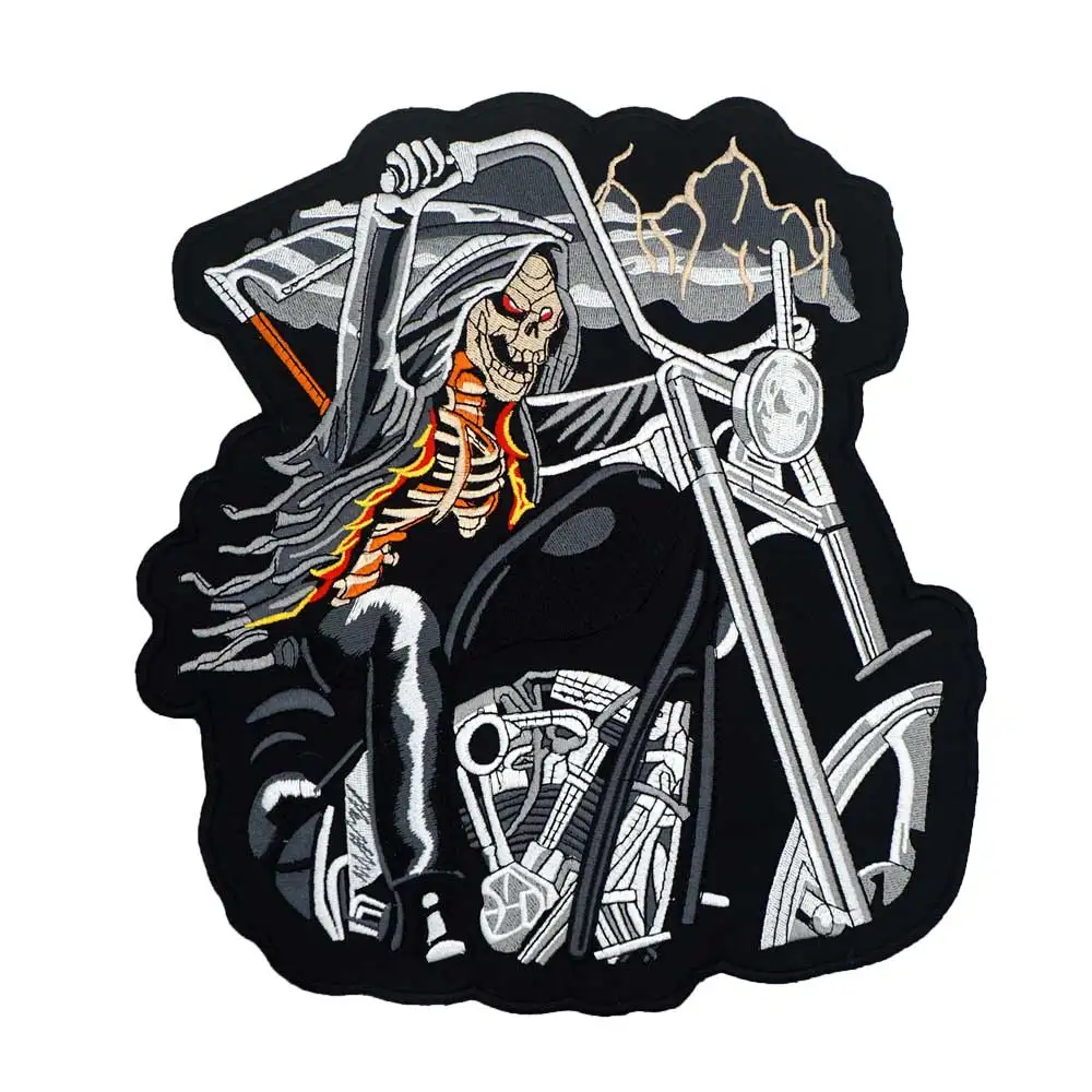 Death sickle мотоцикл большая подложка вышитая швейная этикетка панк байкерские