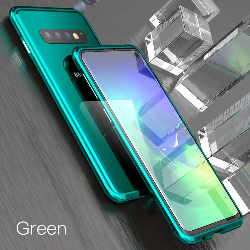 Green Изогнутый металлический чехол-бампер LUPHIE для samsung Galaxy S10 Plus S10e, алюминиевый бампер для samsung S10 Plus S10e, роскошный чехол s - Цвет: Green
