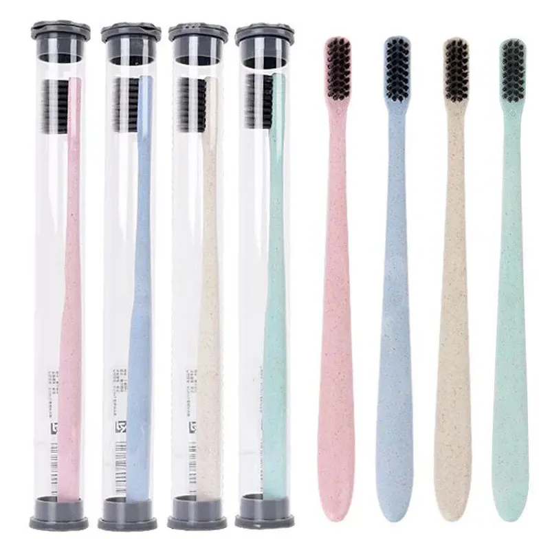 Экологичная зубная щетка из черного бамбука портативная Мягкая с древесным