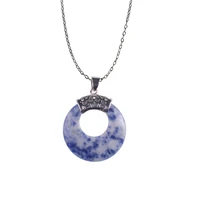 classic natural stone necklaces round shape sodalite carnelian tiger eye crystal quartz pendants necklace women jewelry