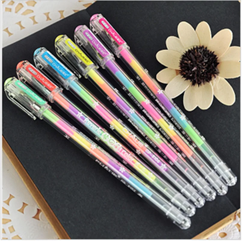 48pcs/lot korea stationery neon colorful crystallise pastels rainbow Gouache pen highlighters 6 colors in a card handwork | Канцтовары