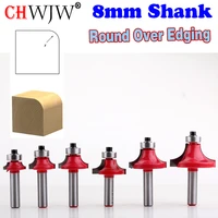 1pc 8mm shank round over router bits for wood woodworking tool 2 flute endmill with bearing milling cutter corner round over bit