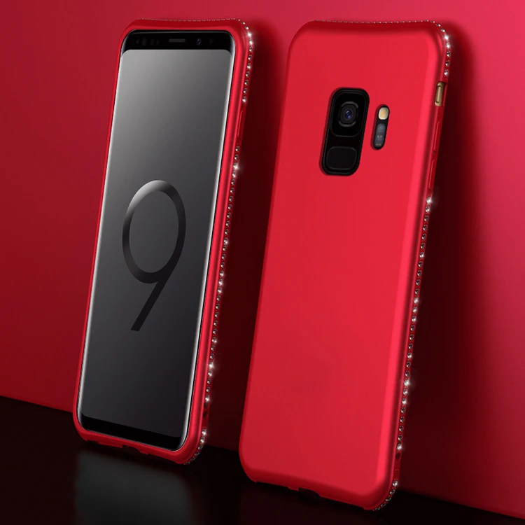 Прозрачный силиконовый мягкий ТПУ матовый чехол со стразами для Samsung galaxy S8 S9 Plus Note