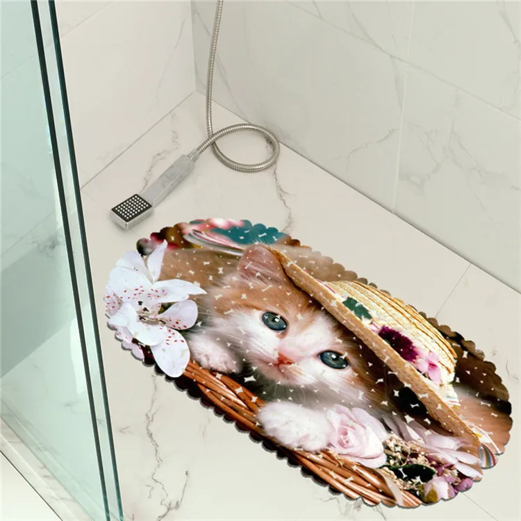 As picture 35x70 см милый кот нескользящий коврик для ванной комнаты детский коврик безопасности для ванны коврик Keset Kaki всасывающий душ Antideslizante Para Ducha - Color: As picture