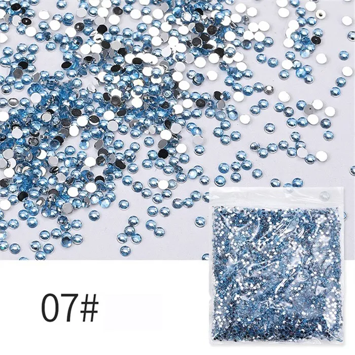 Light Blue PinPai, 12 цветов, 2 мм, белый, черный цвет, Стразы для ногтей, плоский кристалл, бриллиант, для маникюра, Типсы, украшение из камня, аксессуары - Цвет: Light Blue