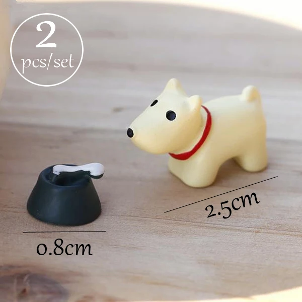 dog set 2 pcs BAIUFOR миниатюрный Террариум для животных, аксессуары, волшебные садовые фигурки, кукольный дом, Декор, мини-овечка, кролик, олень, лягушка, ежик, свинка - Цвет: dog set 2 pcs