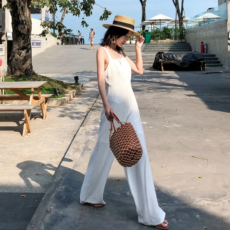 Модный женский Облегающий комбинезон с открытой спиной Летний без рукавов