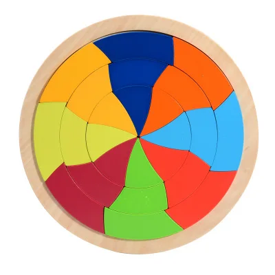 Circle puzzle-A Logwood детская игрушечная деревянная головоломка Радужная головоломка 3D головоломка 7 шт круг шестигранный набор обучающая игрушка Monterssori для детей - Цвет: Circle puzzle-A