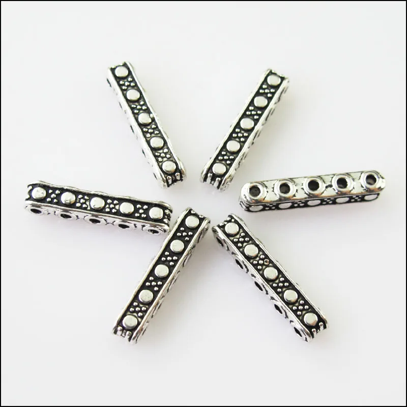 Новые для выведения токсинов 40 шт Тибетский серебристый цвет 5 5Holes Spacer Бусины