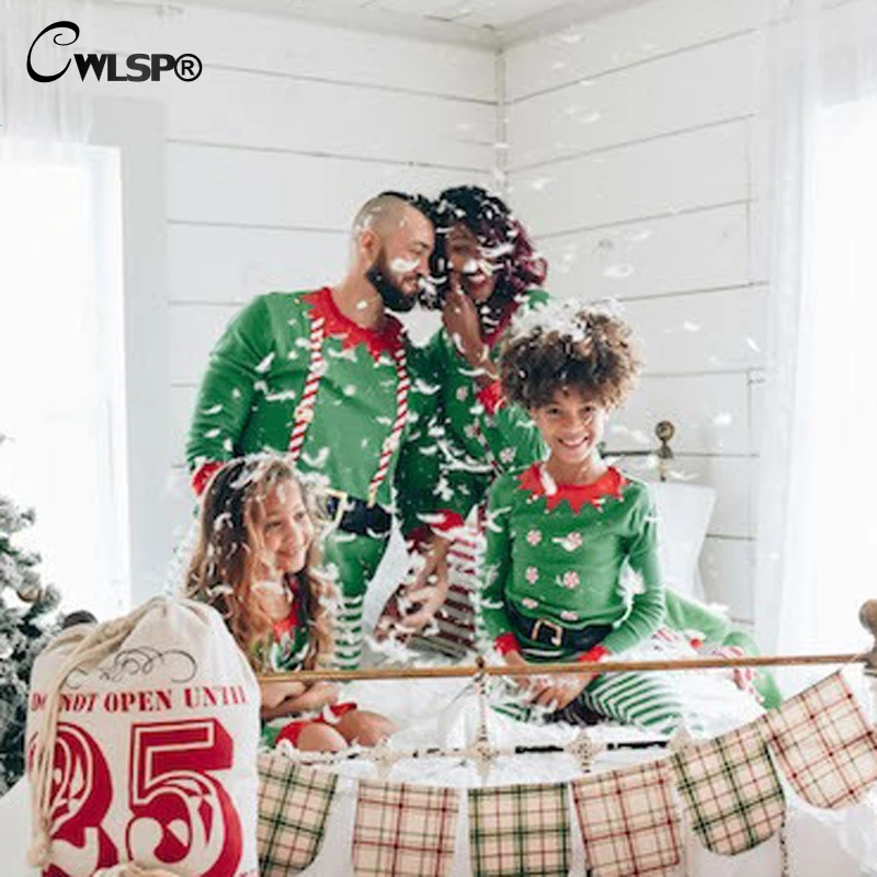 CWLSP 2018 осенние рождественские пижамные комплекты для родителей и детей семейная