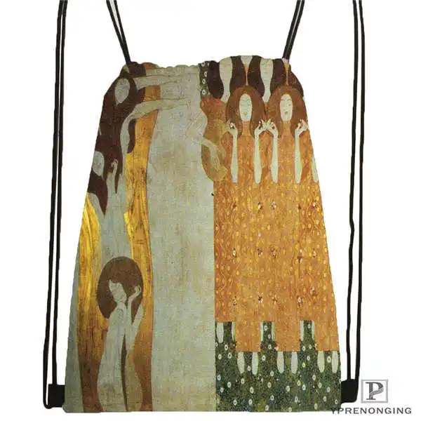 Drawstring Backpack Custom Gustav_Klimt Drawstring Backpack Bag Cute Daypack Kids Satchel(Black Back) 31x40cm#20180611-02-98 - Color: Drawstring Backpack