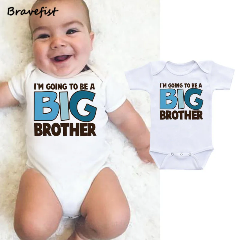 Body con letras de Big Brother para reci&eacute;n nacido de 0 a 24 meses, ropa de manga corta para ni&ntilde;os y ni&ntilde;as, monos para ni&ntilde;os, trajes de cuello redondo, Mono-1