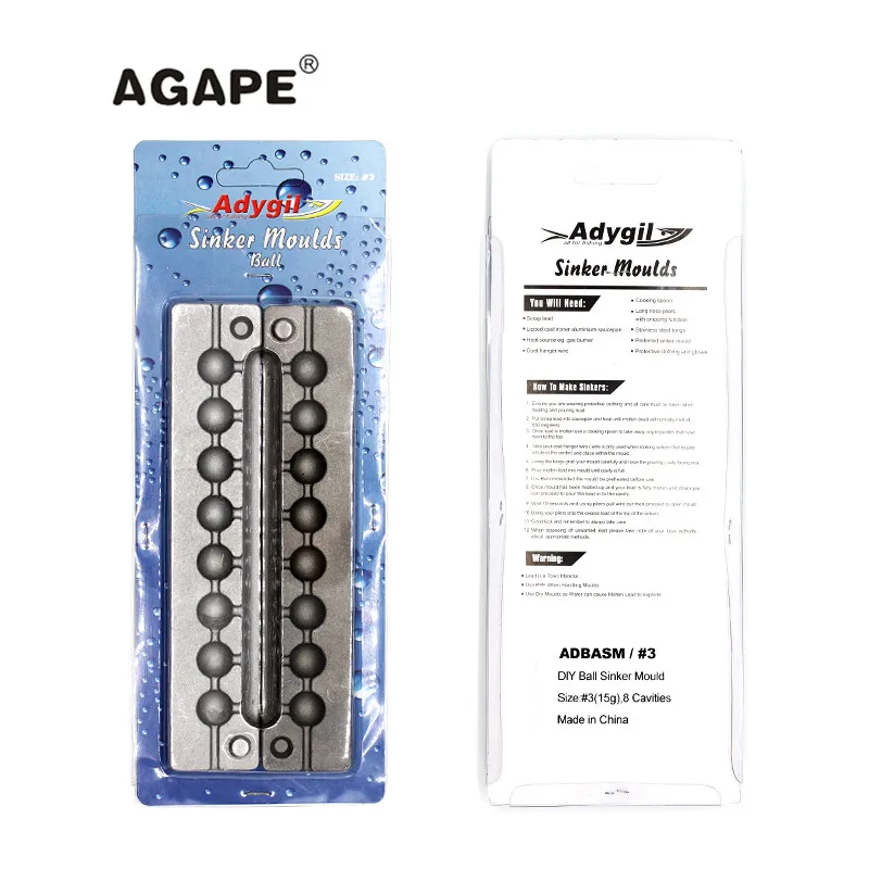 Agape DIY рыболовный шар грузило прессформы ADBASM/#3 мяч 15 г 8 полостей|Рыболовные снасти| |