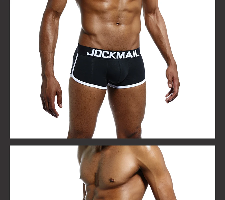 JOCKMAIL, фирменное Мужское нижнее белье, боксеры, плавки с сексуальным мешочком для пениса, усиление выпуклости спереди+ сзади, Двойная съемная чашка пуш-ап