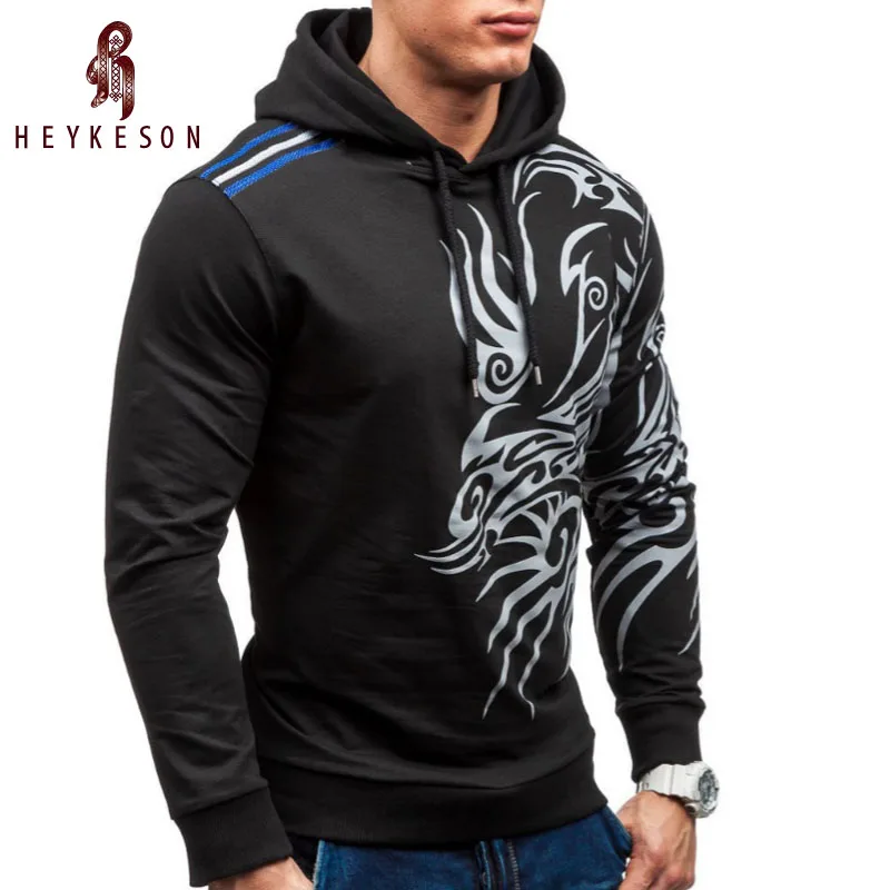 HEYKESON 2018 Hoodies Men Hombre Hip Hop Mens Brand Letter Hooded Zipper Hoodie Sweatshirt Slim Fit Hoody Large Size XXXL | Мужская